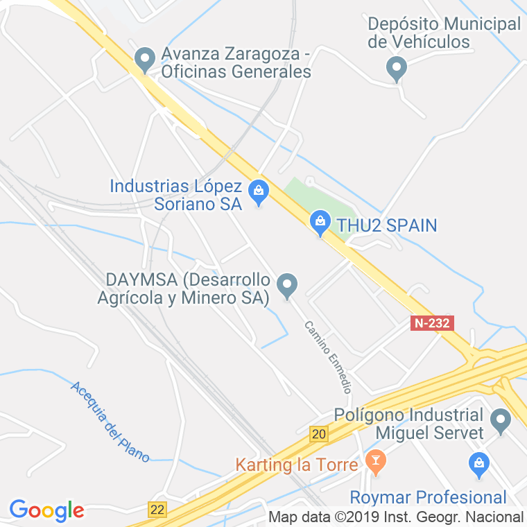 Código Postal calle Enmedio, camino (Impares Del 1 Al Final)  (Pares Del 2 Al Final) en Zaragoza