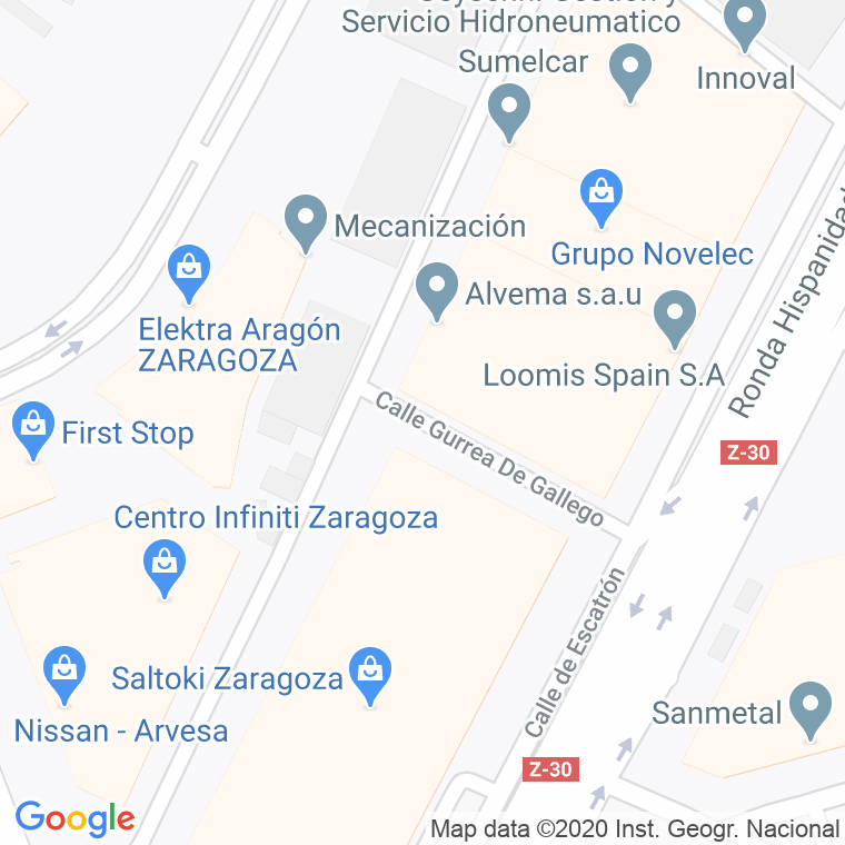 Código Postal calle Gurrea De Gallego en Zaragoza