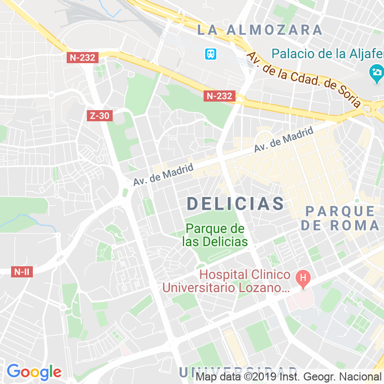 Código Postal calle Delicias en Zaragoza