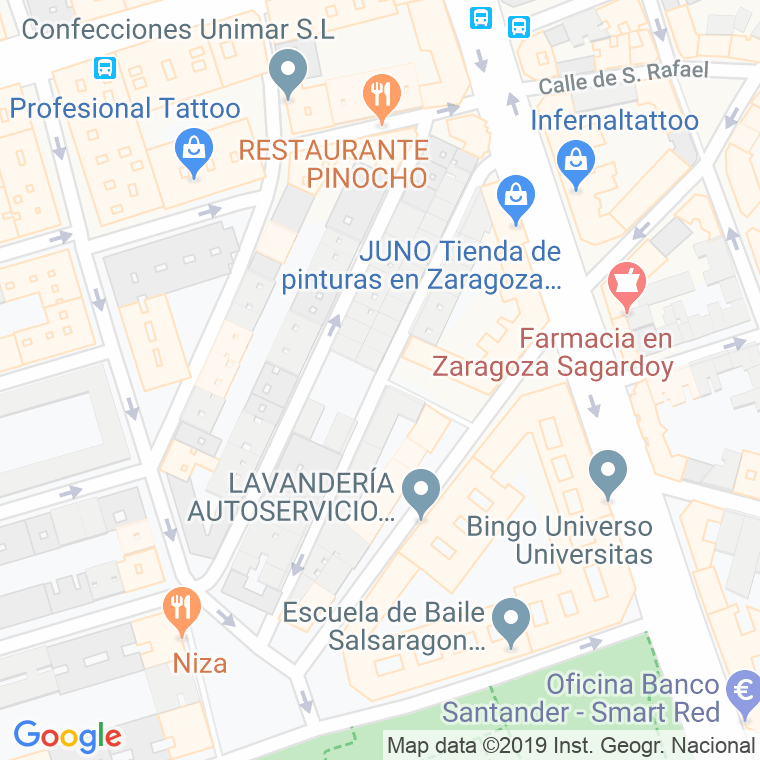 Código Postal calle Nuestra Señora De Begoña en Zaragoza