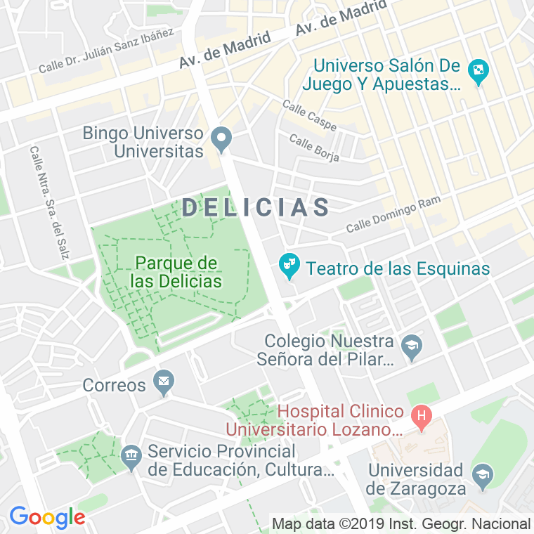 Código Postal calle Universitas, via (Impares Del 21 Al Final)  (Pares Del 12 Al Final) en Zaragoza