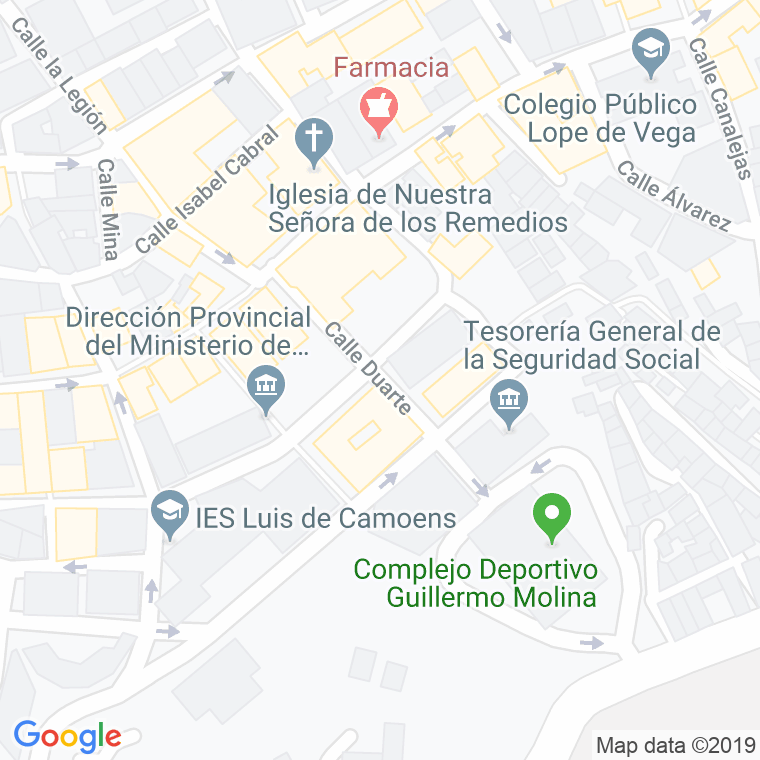 Código Postal calle Duarte en Ceuta