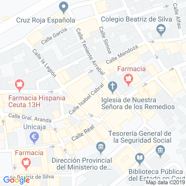 Código Postal calle Isabel Cabral en Ceuta