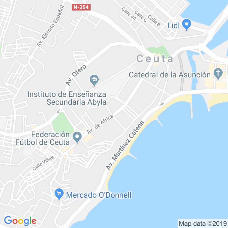 Código Postal calle Africa, De, avenida (Impares Del 9 Al Final)  (Pares Del 12 Al Final) en Ceuta