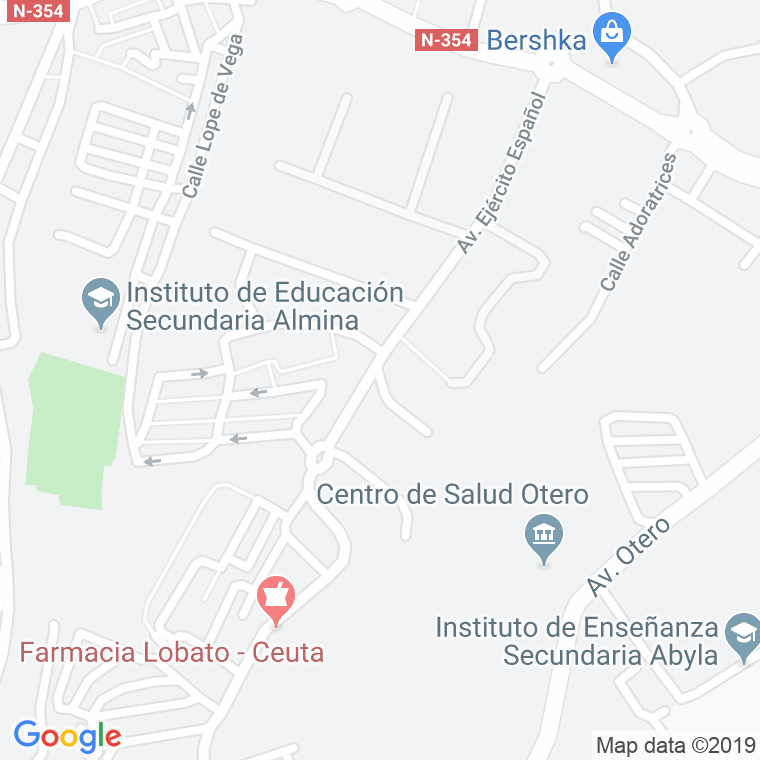 Código Postal calle Ejercito Español, avenida en Ceuta
