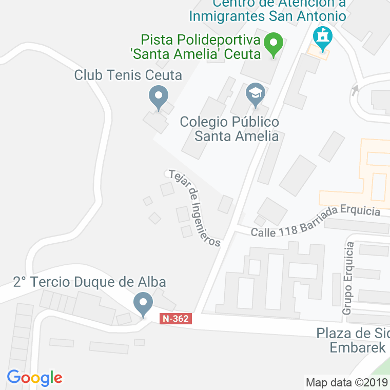 Código Postal calle Tejar De Ingenieros en Ceuta