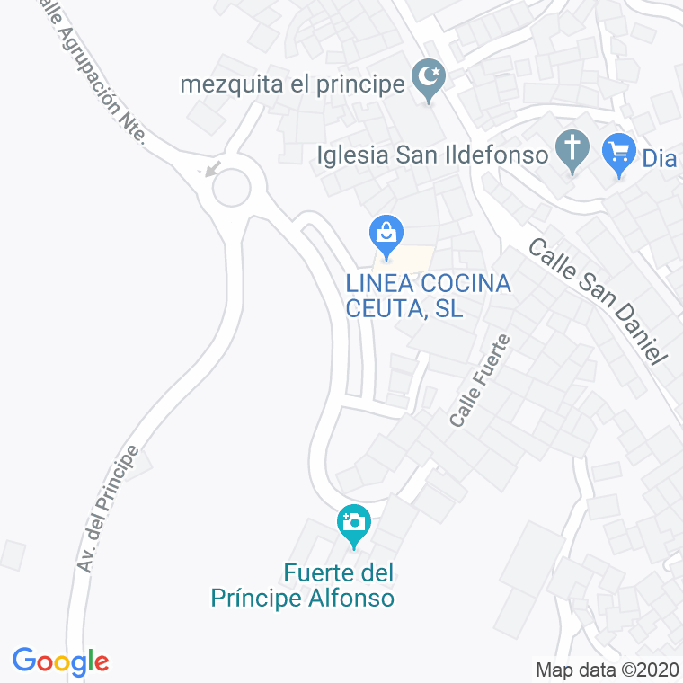 Código Postal calle Fuerte Mendicuti en Ceuta