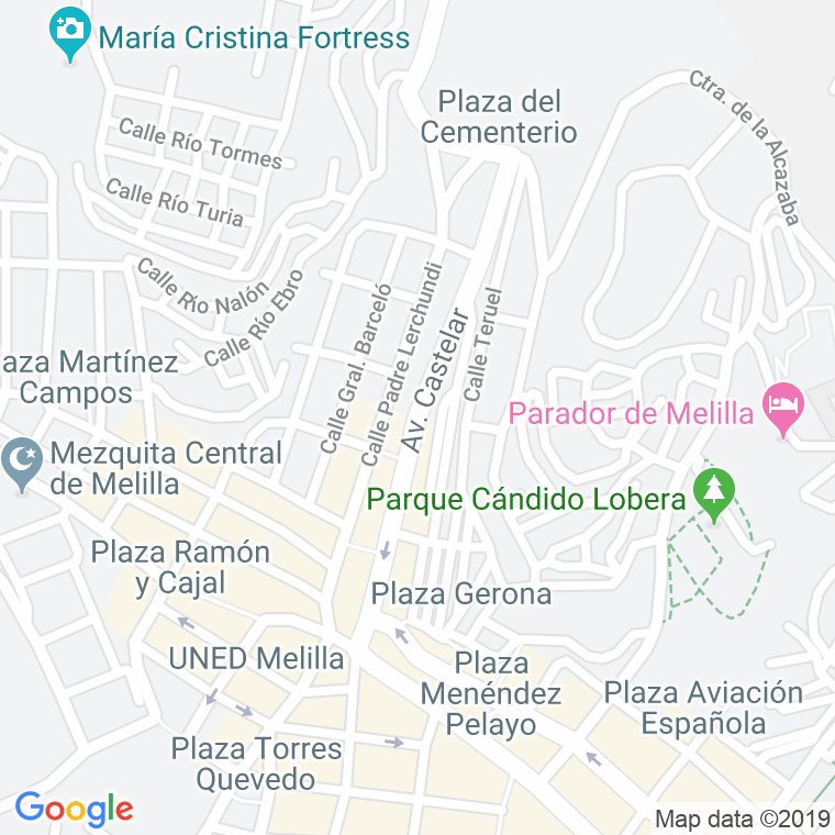 Código Postal calle Castelar en Melilla