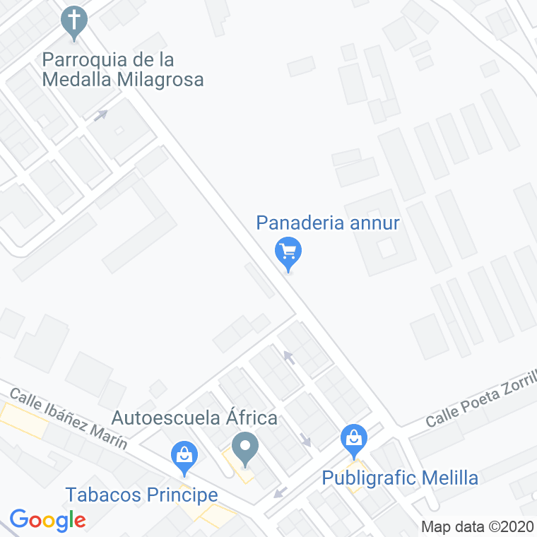 Código Postal calle Falangista Marina Farinos en Melilla
