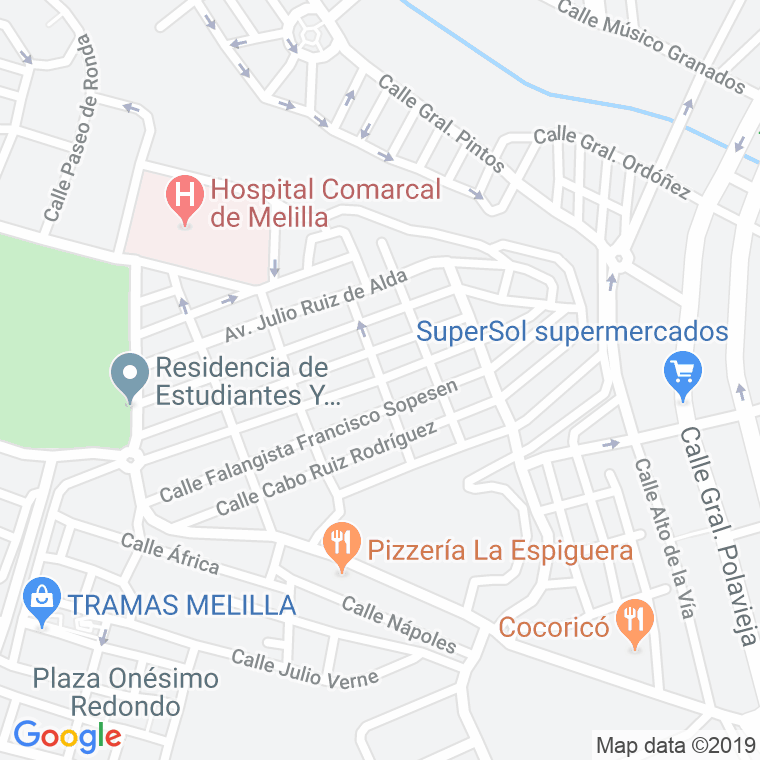 Código Postal calle Alferez Abad Ponjoan en Melilla