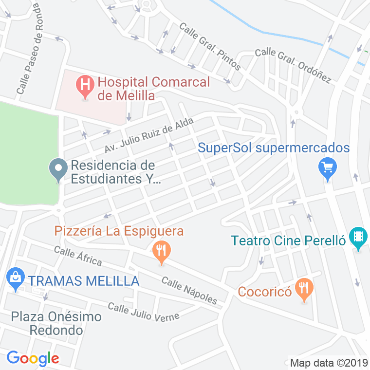 Código Postal calle Falangista Francisco Sopesen en Melilla