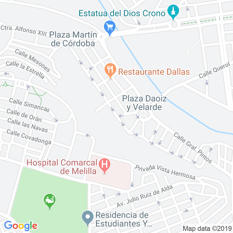 Código Postal calle Jacinto Ruiz De Mendoza en Melilla