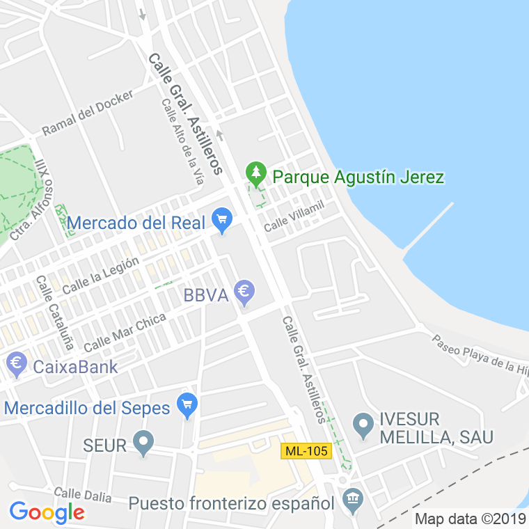 Código Postal calle General Astilleros en Melilla